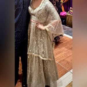Saree in silver and gold color